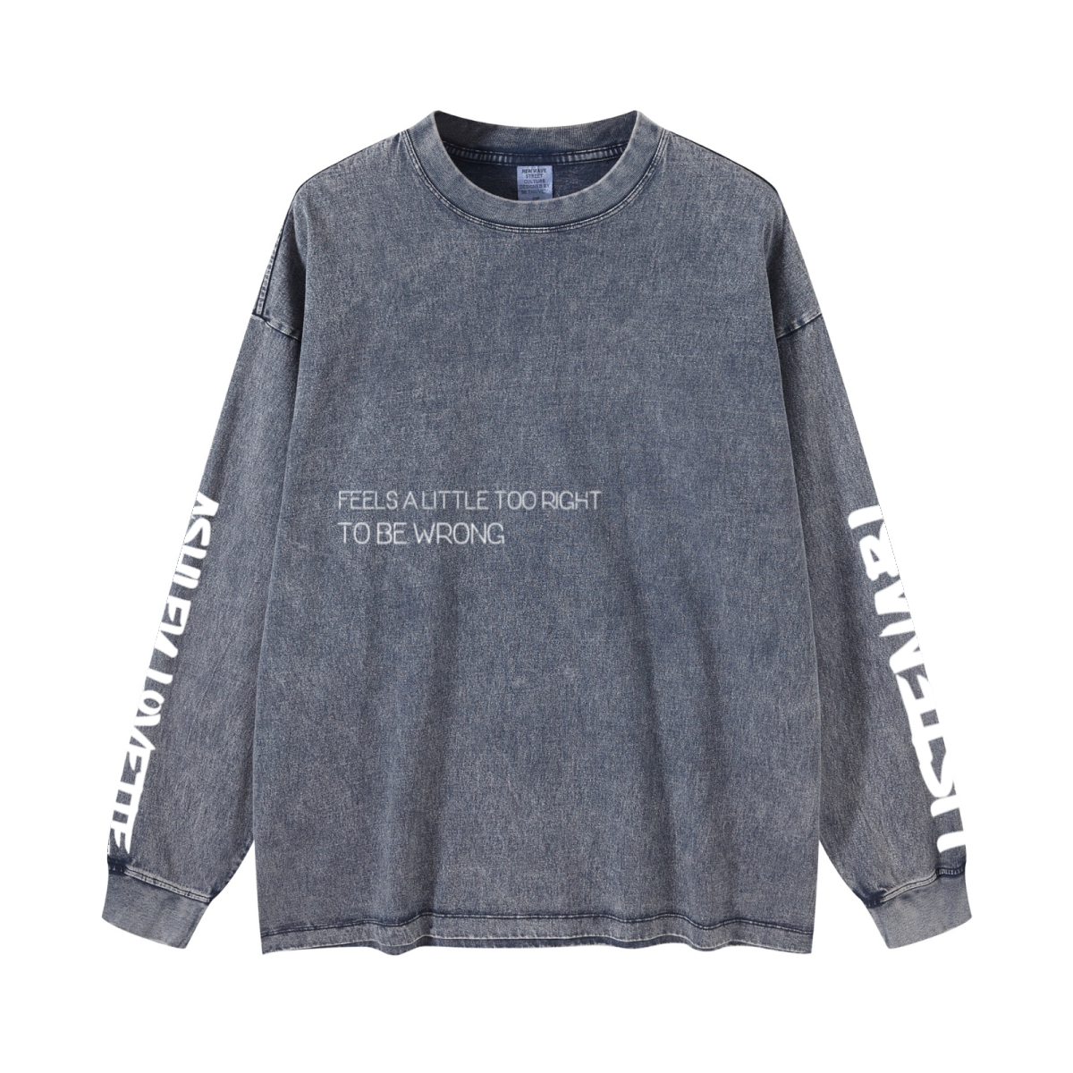 260GSM Men’s Vintage-Wash Heavyweight Loose-Fit Long Sleeve  light blue
