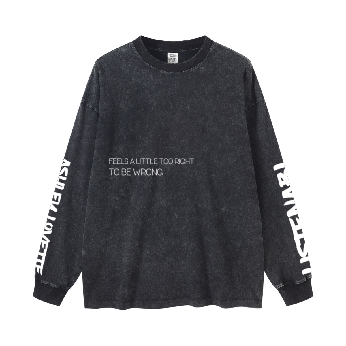 260GSM Men’s Vintage-Wash Heavyweight Loose-Fit Long Sleeve Snow Wash