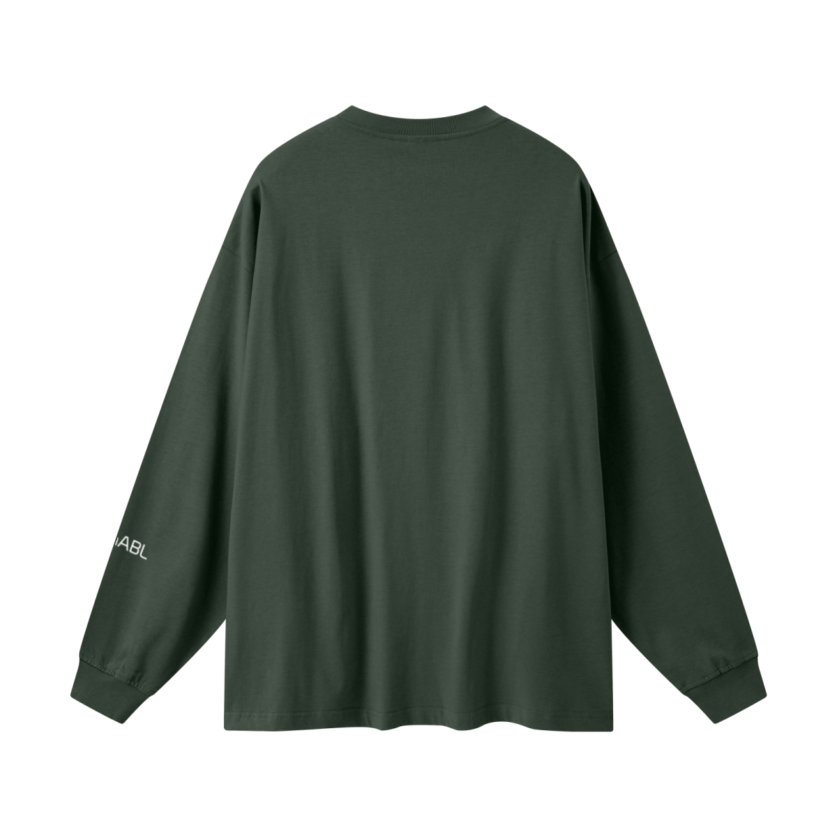 305GSM Unisex Premium Heavyweight Double-Yarn Plain Fabric Earth-Tone Basic Layering Long sleeve Dark Green