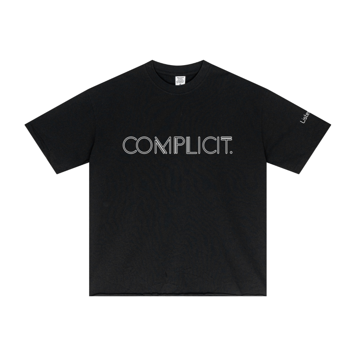 275GSM Men’s Raw-Edge Pigment-Wash T-shirt Black